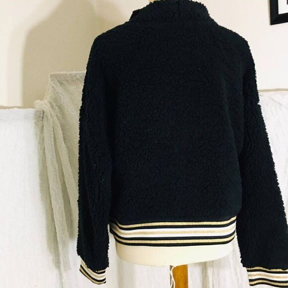 Nanette Lepore NWT Black Teddy Fawx Shearling Pullover Sweater Size Large - Picture 4 of 8